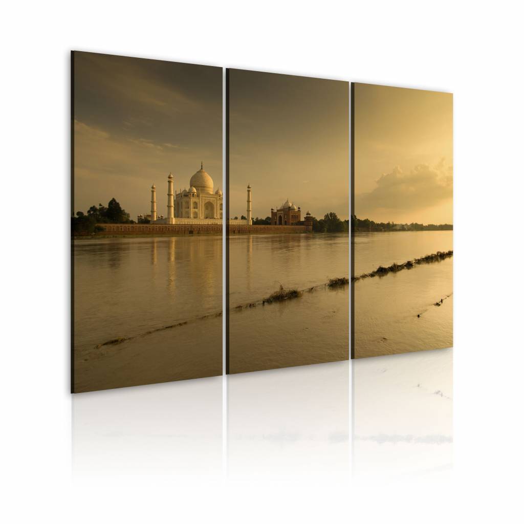 Schilderij - Taj Mahal, India, Sepia, 3luik, wanddecoratie Top Merken Winkel